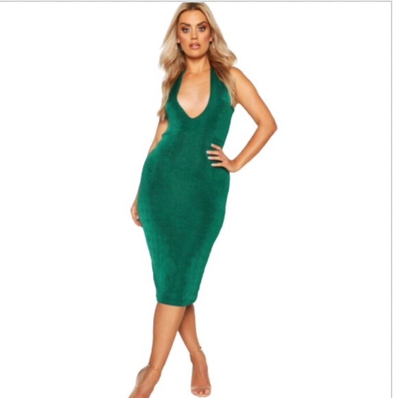 boohoo green midi dress